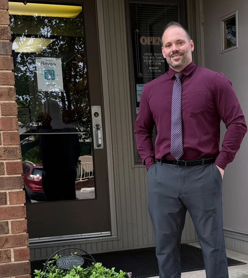 Dr. Allan Petrilak outside Cedar Crest Chiropractic in Allentown